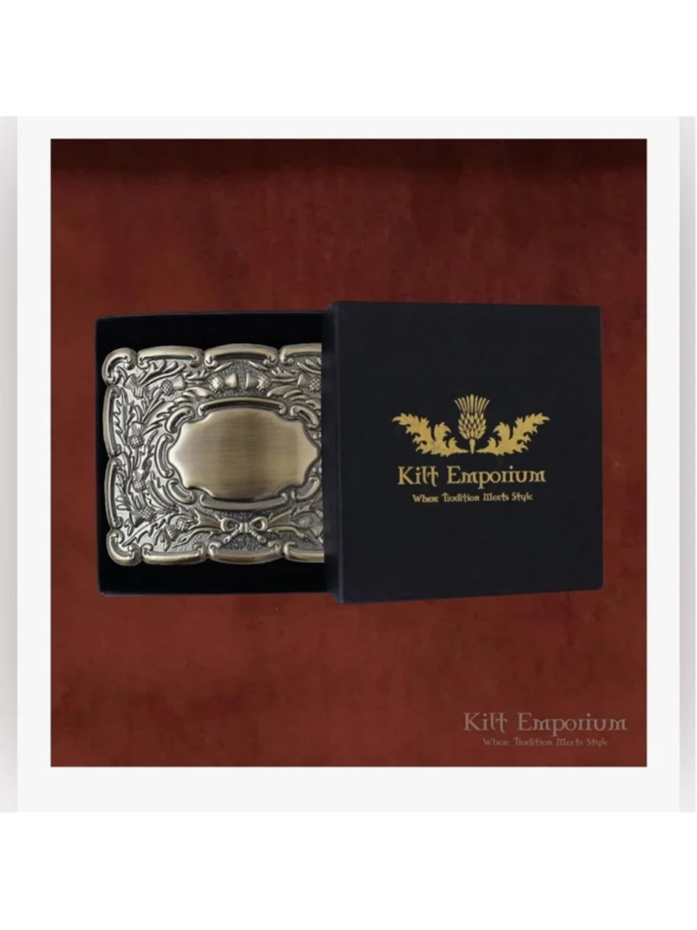 NEW Pipers Kilt Belt Buckle Pewter Rust-Free Brass Iconic Thistle Design